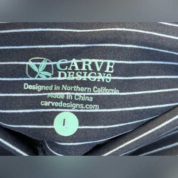 Carve Designs L Womens Navy Striped Leggings Full Length Yoga Athletic Dance EUC - Picture 7 of 12